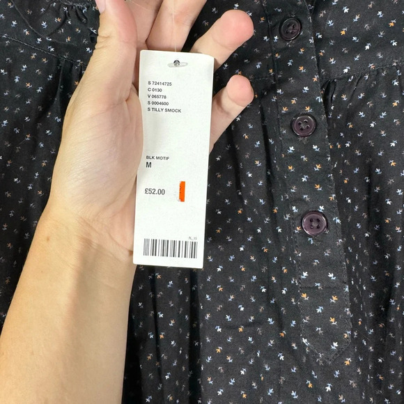 UO Urban Outfitters Tilly Smock Mini Dress Black Ditzy Floral Womens Size Medium - Picture 8 of 10